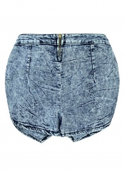 Casual Irregular Cross Layer High Waist Wide Leg Denim Scratch Shorts