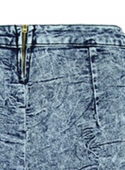 Casual Irregular Cross Layer High Waist Wide Leg Denim Scratch Shorts