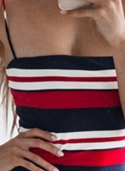 Sexy Striped Spaghetti Strap Backless Bodycon Dress With Zip