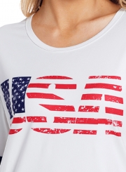 Summer Loose USA Half Sleeve Round Neck Tee Shirt
