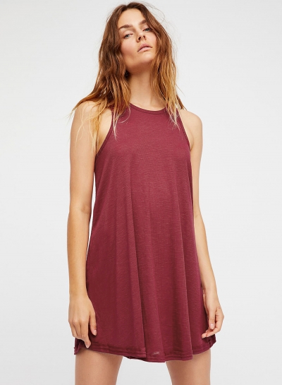 Summer Concise Loose Solid Sleeveless Round Neck A-line Mini Dress STYLESIMO.com