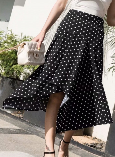 Summer Fashion Loose Irregular High Waist Polka Dots Skirt STYLESIMO.com