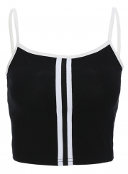 Sports Sexy Slim Striped Colorblock Spaghetti Strap Women's Cropped Tank