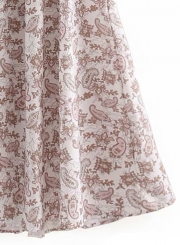 Boho Sweet Floral Printed Short Sleeve V Neck Elastic Waist Maxi Dress