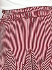 Summer Fashion Sweet Striped High Waist Bubble Skirt With Drawstring