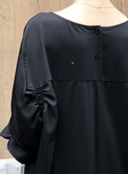 Fashion Casual Loose Solid Shir Flounce Sleeve Round Neck Chiffon Dress