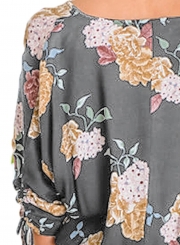 Casual Loose Floral Printed Long Sleeve Lace-Up V Neck Button Down Shirt
