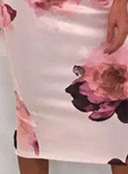 Fashion Slim Floral Printed Short Sleeve Off The Shoulder Dress