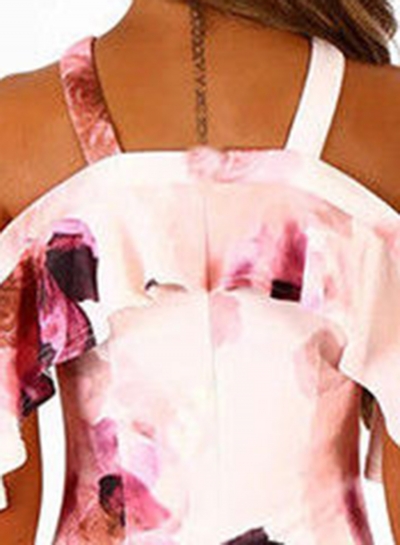 Fashion Slim Floral Printed Short Sleeve Off The Shoulder Dress stylesimo.com