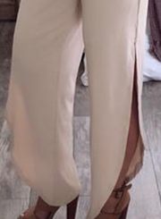 Fashion Irregular Solid Deep V Neck High Waist Slit Jumpsuit With Pockets