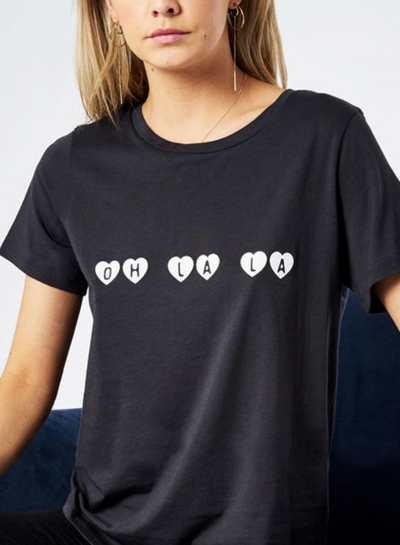 Summer Casual Loose Heart Letters Printed Short Sleeve Round Neck Tee