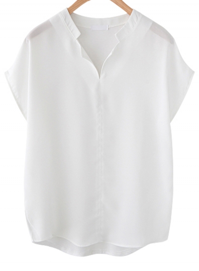 plus size white blouse short sleeve