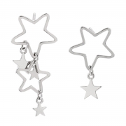 Fashion Sweet Asymmetric Pentagram Hollow Out Women Drop Earrings