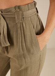 Casual Army Green High Waist Lace-Up Pencil Harem Pants With Pockets