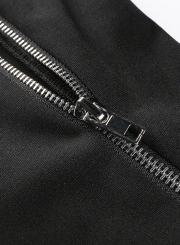 Fashion Casual Slim Solid Side Zip Pencil Pants