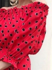 Fashion Sexy Off The Shoulder Polka Dots High Waist Fishtail Dress