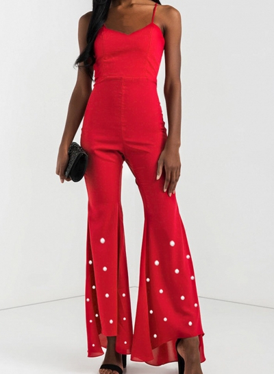 Sexy Sleeveless Spaghetti Strap Backless Wide Leg High Waist Jumpsuit LEXELFASHIONINTSHOPS.com