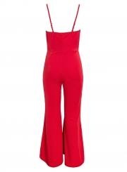 Sexy Sleeveless Spaghetti Strap Backless Wide Leg High Waist Jumpsuit