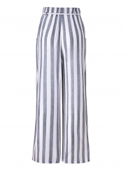 Casual Striped High Waist Straight Wide Leg Drawstring Loose Pants