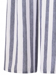 Casual Striped High Waist Straight Wide Leg Drawstring Loose Pants