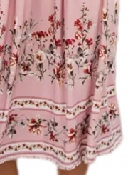 Casual Floral Printed V Neck Short Sleeve Pockets Maxi Dress