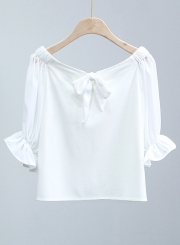 Summer Fashion Sexy Off The Shoulder Lantern Sleeve Solid Women Blouse
