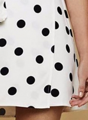 Summer Fashion Short Sleeve V Neck Polka Dots Waist Lace-up Dress