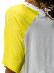 Double Blue Raglan Sleeves Open Shoulder Shirt