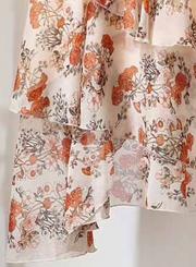 Fashion 2 Piece Solid One Shoulder Top Floral Printed Irregular Skirt