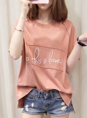 Summer Casual Letters Printed Short Sleeve Round Neck Loose Tee