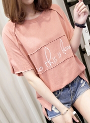 Summer Casual Letters Printed Short Sleeve Round Neck Loose Tee