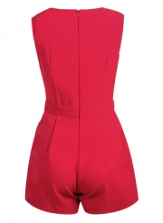 Fashion Sexy Solid Sleeveless Front Cross Pockets Rompers