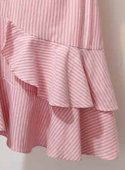 Summer 2 Piece Letters Printed Tee High Waist Irregular Striped Skirt