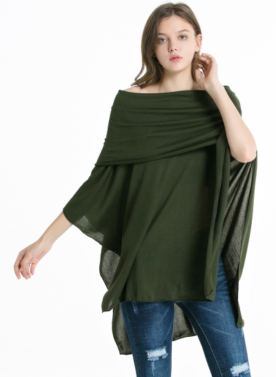 Fashion Casual Off Shoulder Irregular Loose Fit Solid Tee