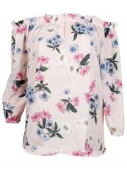 Summer Sexy Floral Printed Off The Shoulder Long Sleeve Sweet Blouse