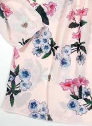 Summer Sexy Floral Printed Off The Shoulder Long Sleeve Sweet Blouse