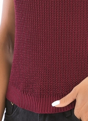 Summer Casual Slim Sleeveless Round Neck Knit Tank With Beading