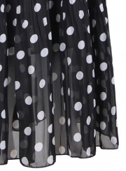 Fashion Casual Polka Dots Elastic Waist Pleated Chiffon Long Skirt