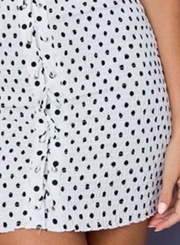 Sexy Polka Dots Off Shoulder Short Sleeve Lace-Up Bodycon Mini Dress