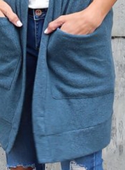 Fashion Casual Loose Long Sleeve Solid Pockets Long Cardigan