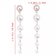 Fashion Alloy Six Pearls Tassel Drop Earrings