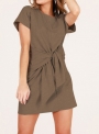 fashion-loose-round-neck-short-sleeve-front-tie-a-line-dress