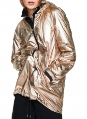 Hooded Long Sleeve Full Zip Loose Solid Color Hip-Hop Coat