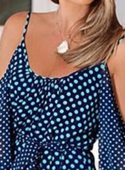 Summer Spaghetti Strap Off Shoulder Polka Dots Swing Maxi Dress