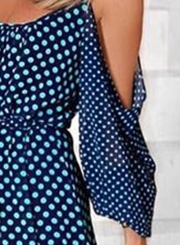 Summer Spaghetti Strap Off Shoulder Polka Dots Swing Maxi Dress