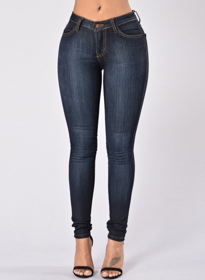 Casual Solid Retro Wash High Waist HIgh Elasticity Skinny Fit Jeans STYLESIMO.com