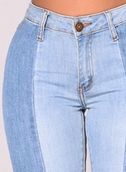 Casual Retro Washed Splice Stretch Skinny High Waist Pencil Jeans