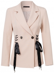 Slim Long Sleeve Lace-Up Button Suit Coat