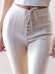 Casual High Waist Lace-Up Butt Lift Solid Pencil Pants