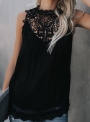 lace-hollow-out-sleeveless-mock-neck-loose-blouse